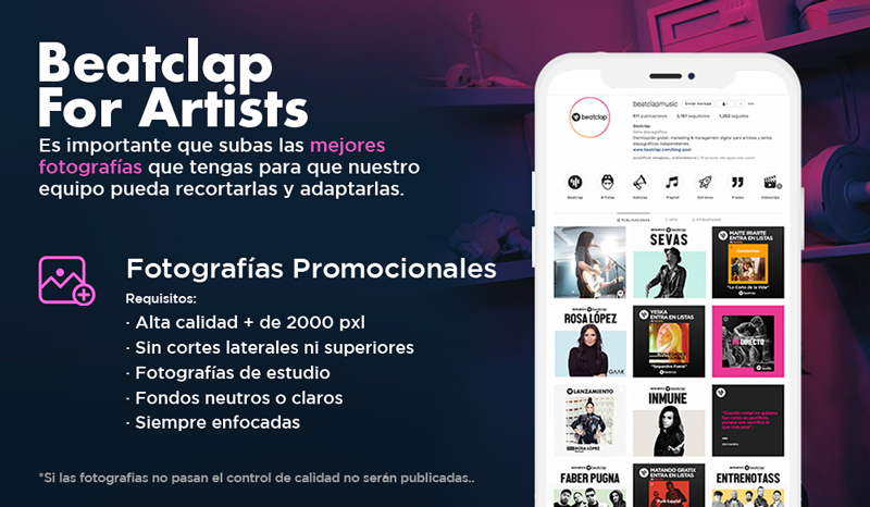 Portada de fotografías promocionales de Beatclap for Artists